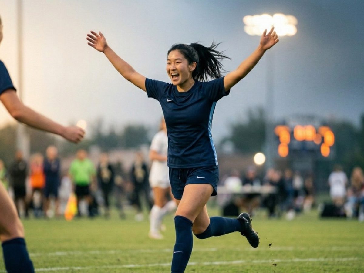 Maya Chen celebrating a goal